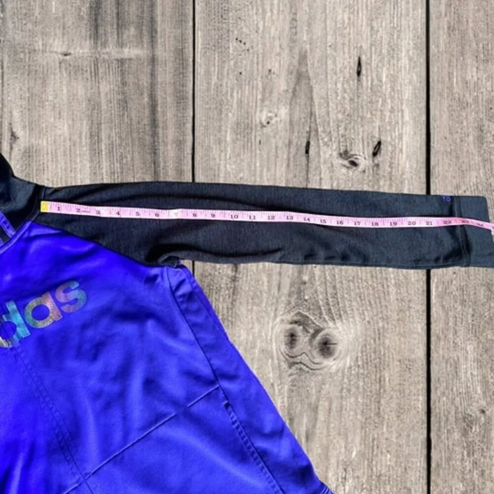 Adidas Girls Rainbow Metallic Zip Up Hoodie Purple and Black‎ Size XL 14/16